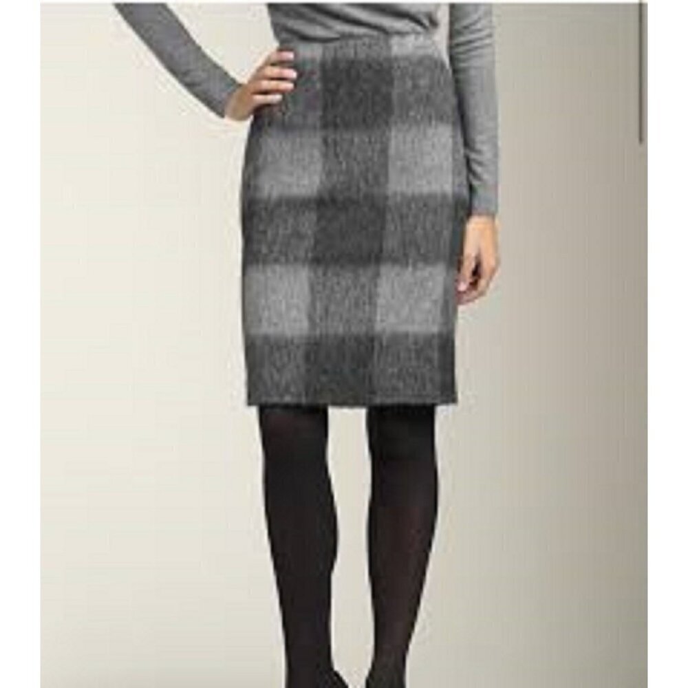 Talbots Buffalo Plaid Wool Alpaca Pencil Skirt Women's size 10 Gray Lined NEW